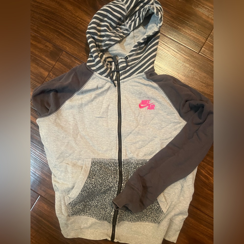 Nike Black and Gray Hoodie with Pink Accents